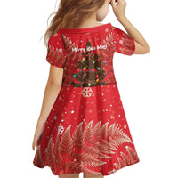 Kiwi New Zealand Christmas Family Matching Puletasi and Hawaiian Shirt Meri Kirihimete Silver Fern - Red Color LT14 - Polynesian Pride