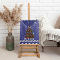 Kiwi New Zealand Christmas Canvas Wall Art Meri Kirihimete Silver Fern - Blue Color LT14 - Polynesian Pride