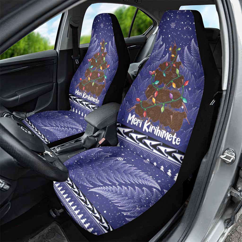 Kiwi New Zealand Christmas Car Seat Cover Meri Kirihimete Silver Fern - Blue Color LT14 - Polynesian Pride