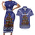 Kiwi New Zealand Christmas Couples Matching Short Sleeve Bodycon Dress and Hawaiian Shirt Meri Kirihimete Silver Fern - Blue Color