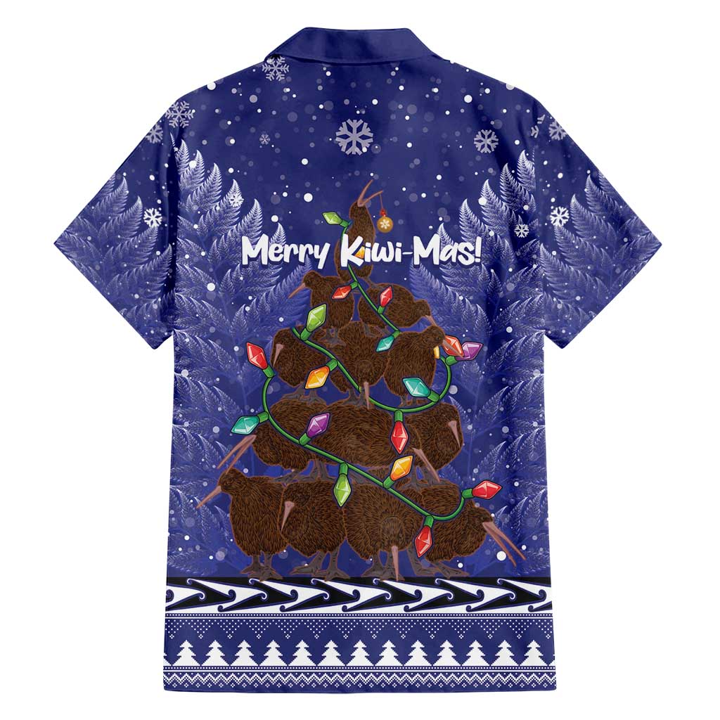 Kiwi New Zealand Christmas Family Matching Long Sleeve Bodycon Dress and Hawaiian Shirt Meri Kirihimete Silver Fern - Blue Color LT14 - Polynesian Pride