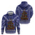 Kiwi New Zealand Christmas Zip Hoodie Meri Kirihimete Silver Fern - Blue Color