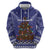 Kiwi New Zealand Christmas Zip Hoodie Meri Kirihimete Silver Fern - Blue Color