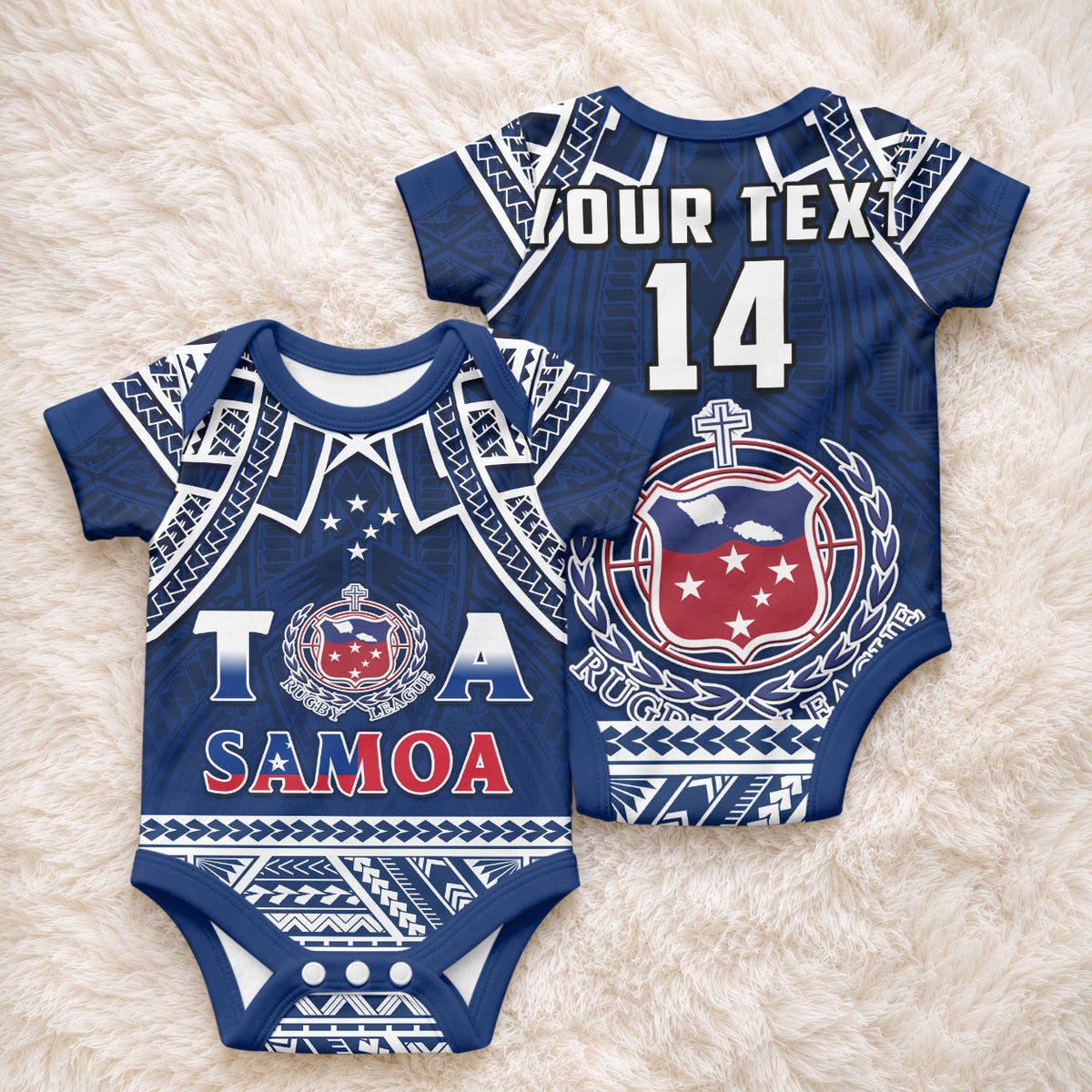 Custom Samoa Rugby Baby Onesie Toa Samoa Pacific Sporty LT14 - Polynesian Pride