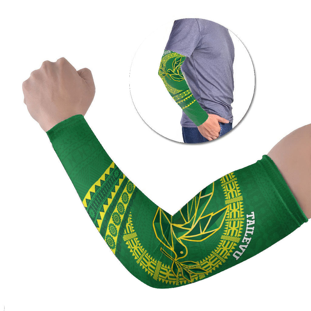 Fiji Tailevu Rugby Personalised Arm Sleeves Go Dove Nation Fijian Tapa LT14 Set of 2 Green - Polynesian Pride