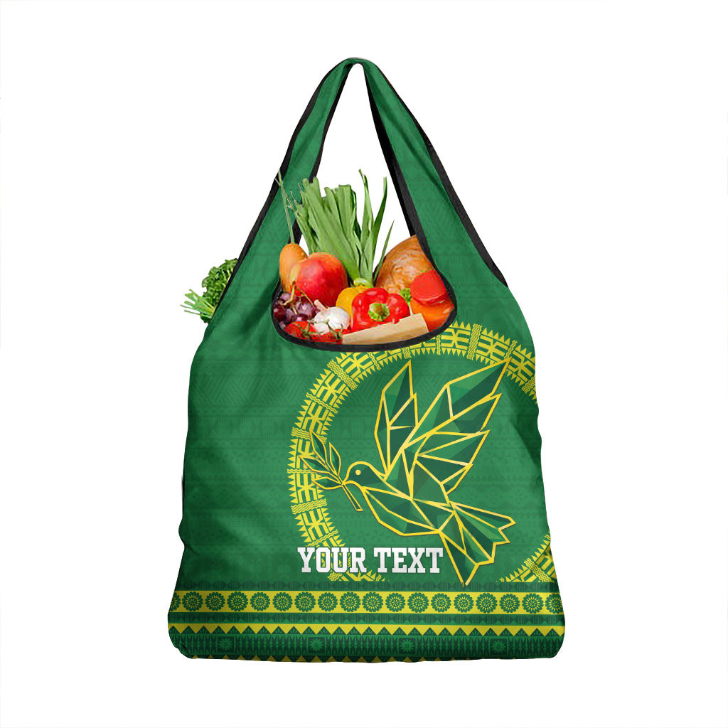 Fiji Tailevu Rugby Personalised Grocery Bag Go Dove Nation Fijian Tapa LT14 1-pack One Size Green - Polynesian Pride