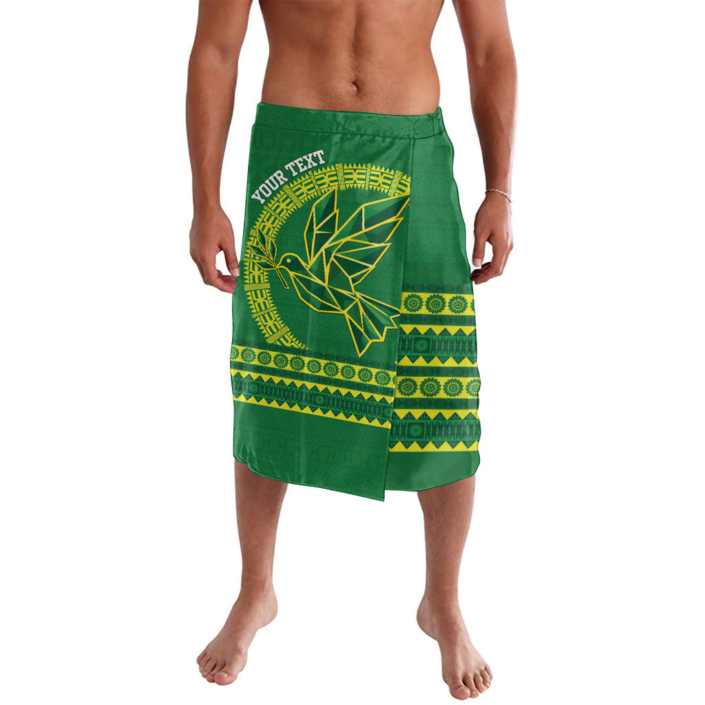 Fiji Tailevu Rugby Personalised Lavalava Go Dove Nation Fijian Tapa LT14 Green - Polynesian Pride