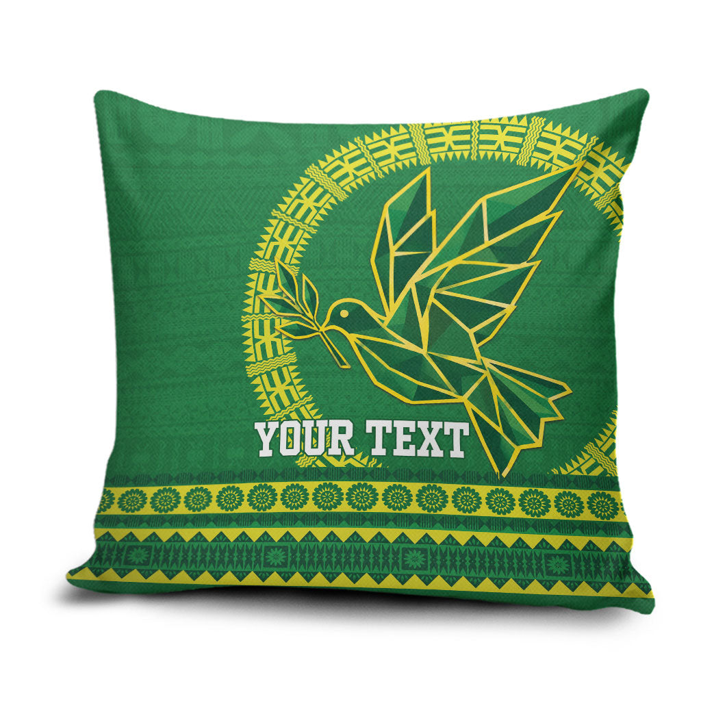 Fiji Tailevu Rugby Personalised Pillow Cover Go Dove Nation Fijian Tapa LT14 Green - Polynesian Pride