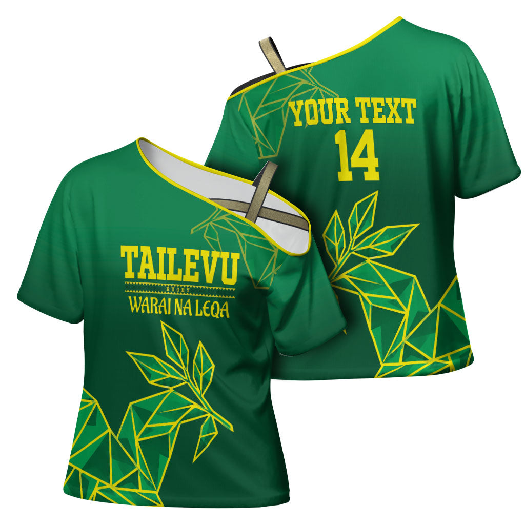 Fiji Tailevu Rugby Custom Cross Shoulder Shirt Warai Na Leqa LT14 - Polynesian Pride