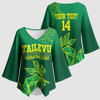 Fiji Tailevu Rugby Custom Kimono Sleeve Blouse Warai Na Leqa LT14 - Polynesian Pride