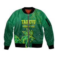 Fiji Tailevu Rugby Custom Sleeve Zip Bomber Jacket Warai Na Leqa LT14 Unisex Green - Polynesian Pride