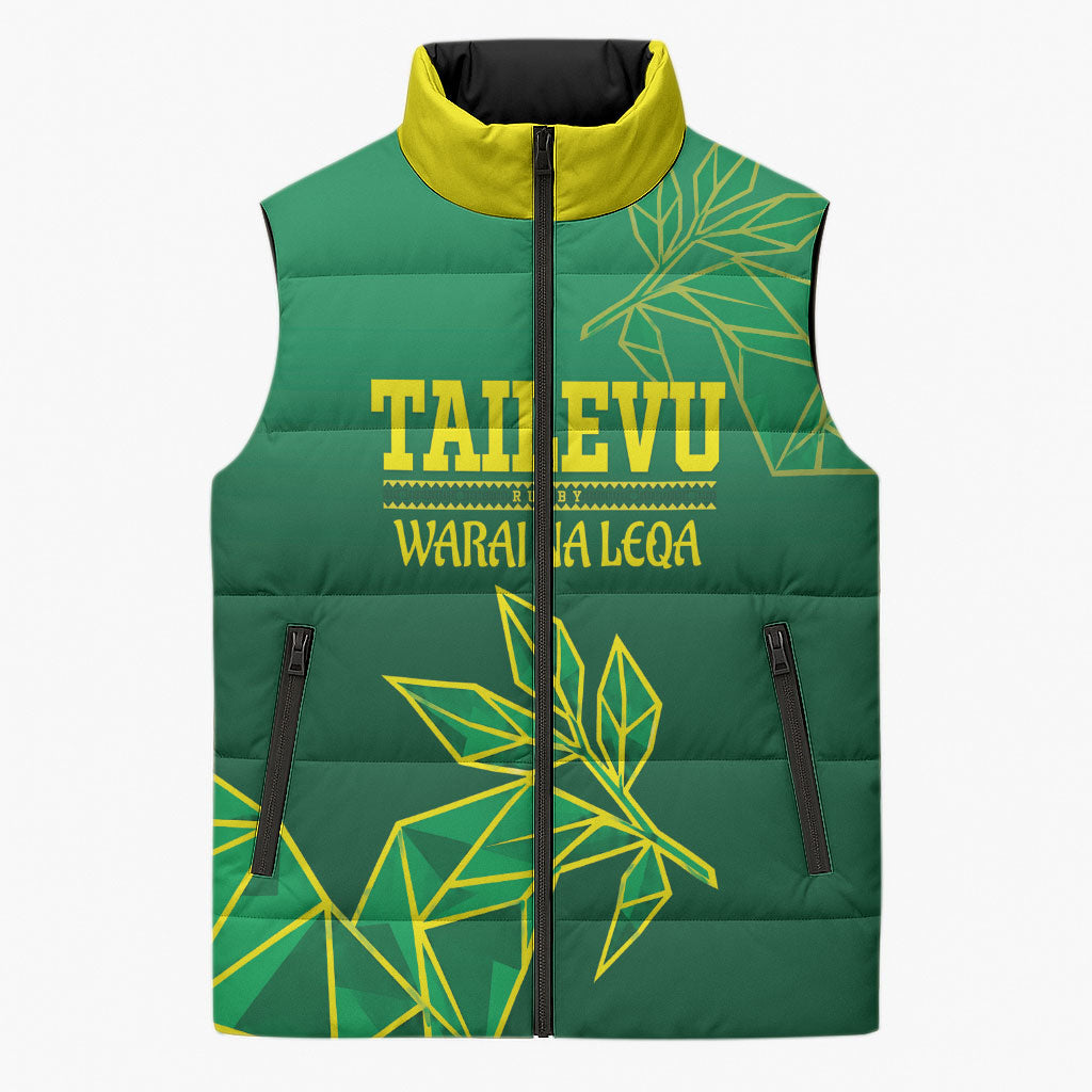 Fiji Tailevu Rugby Custom Sleeveless Puffer Jacket Warai Na Leqa LT14 Unisex Green - Polynesian Pride