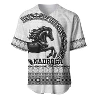 Fiji Nadroga Rugby Personalised Baseball Jersey Go Stallions Fijian Tapa LT14 White - Polynesian Pride
