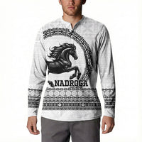 Fiji Nadroga Rugby Personalised Button Sweatshirt Go Stallions Fijian Tapa LT14 - Polynesian Pride