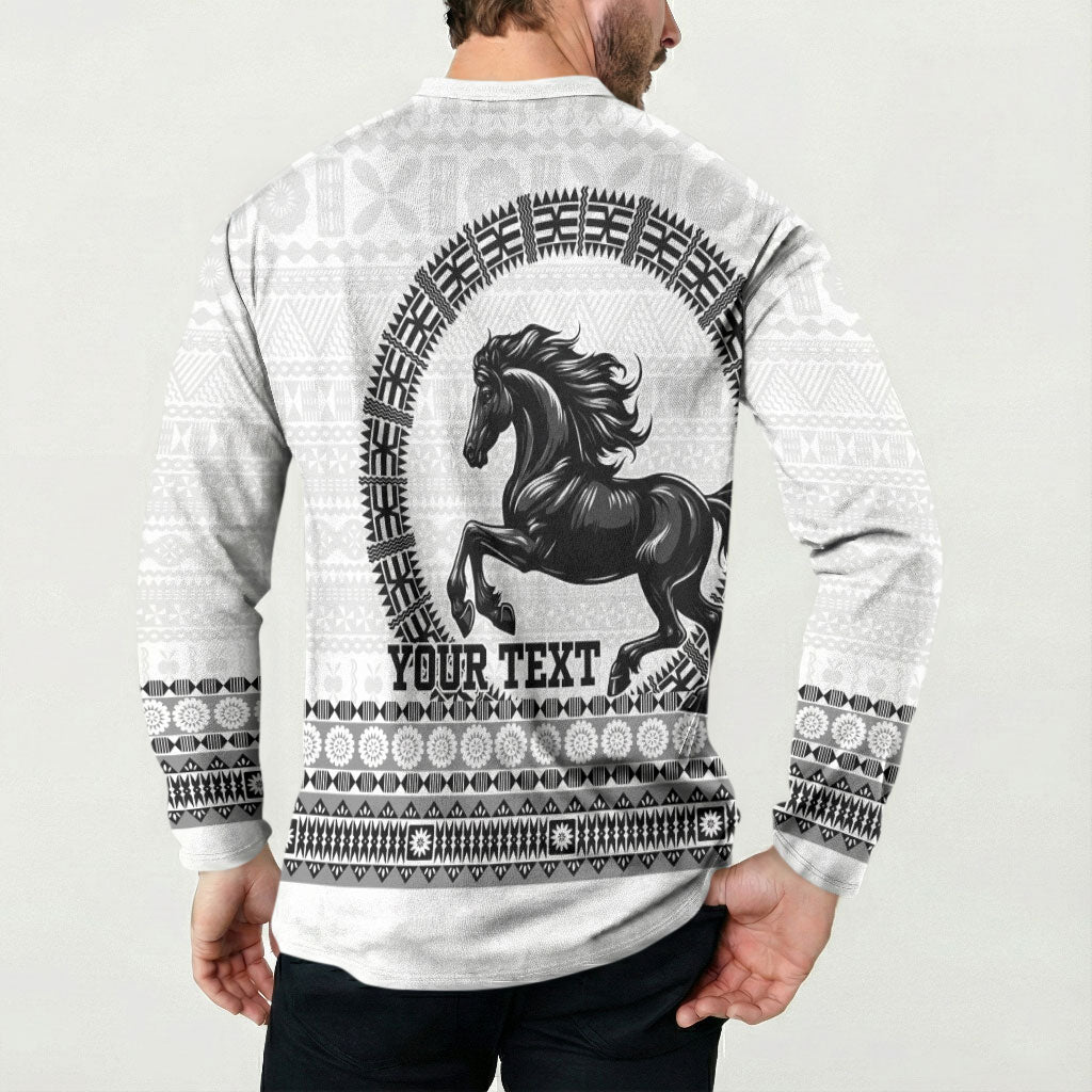 Fiji Nadroga Rugby Personalised Button Sweatshirt Go Stallions Fijian Tapa LT14 - Polynesian Pride
