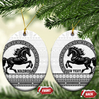 Fiji Nadroga Rugby Personalised Ceramic Ornament Go Stallions Fijian Tapa LT14 Oval White - Polynesian Pride