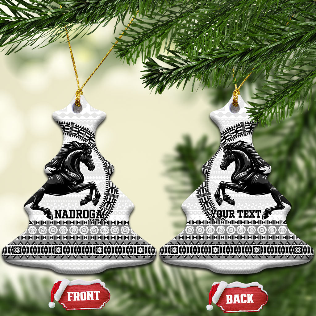 Fiji Nadroga Rugby Personalised Ceramic Ornament Go Stallions Fijian Tapa LT14 Christmas Tree White - Polynesian Pride
