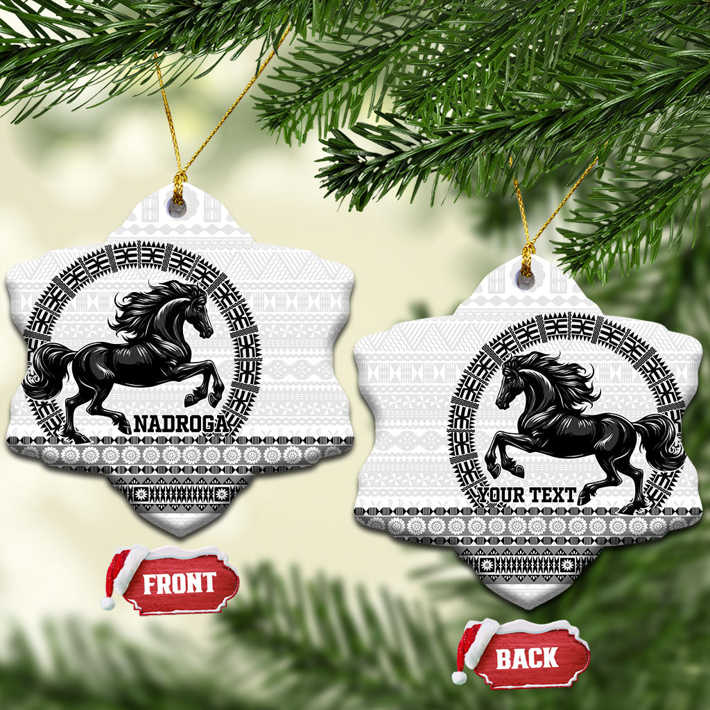 Fiji Nadroga Rugby Personalised Ceramic Ornament Go Stallions Fijian Tapa LT14 Snow Flake White - Polynesian Pride