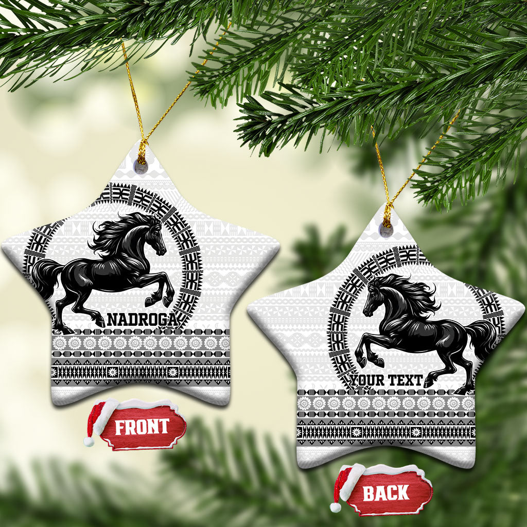 Fiji Nadroga Rugby Personalised Ceramic Ornament Go Stallions Fijian Tapa LT14 Star White - Polynesian Pride