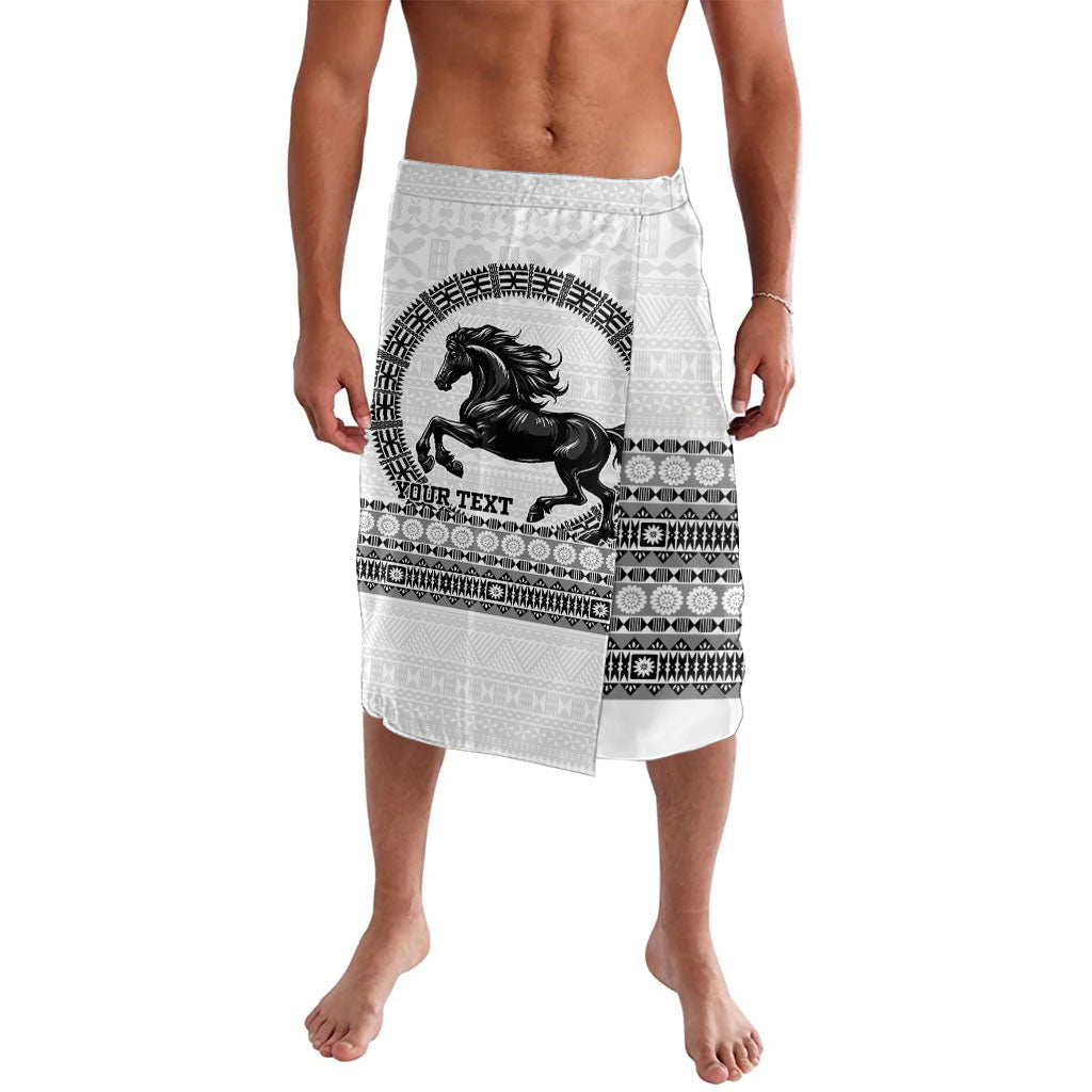 Fiji Nadroga Rugby Personalised Lavalava Go Stallions Fijian Tapa LT14 White - Polynesian Pride