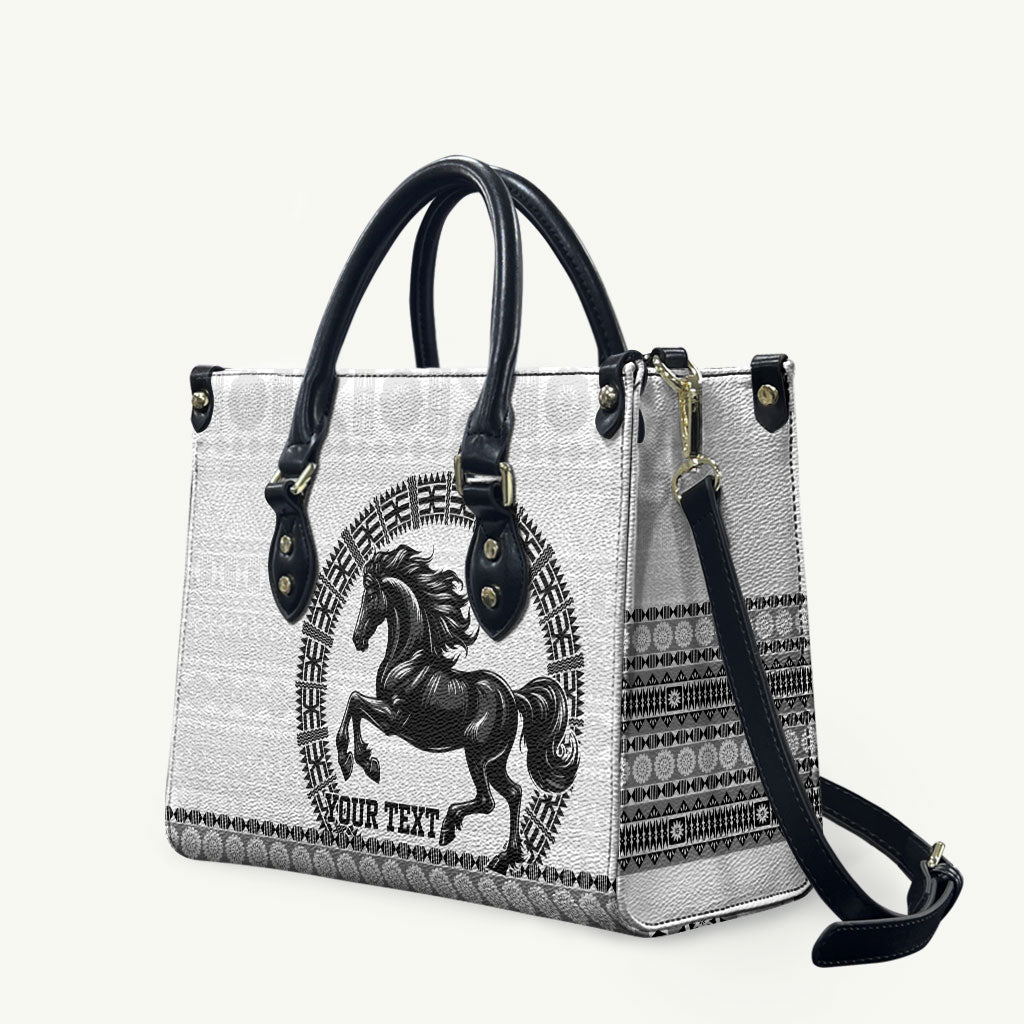 Fiji Nadroga Rugby Personalised Leather Bag Go Stallions Fijian Tapa LT14 White - Polynesian Pride