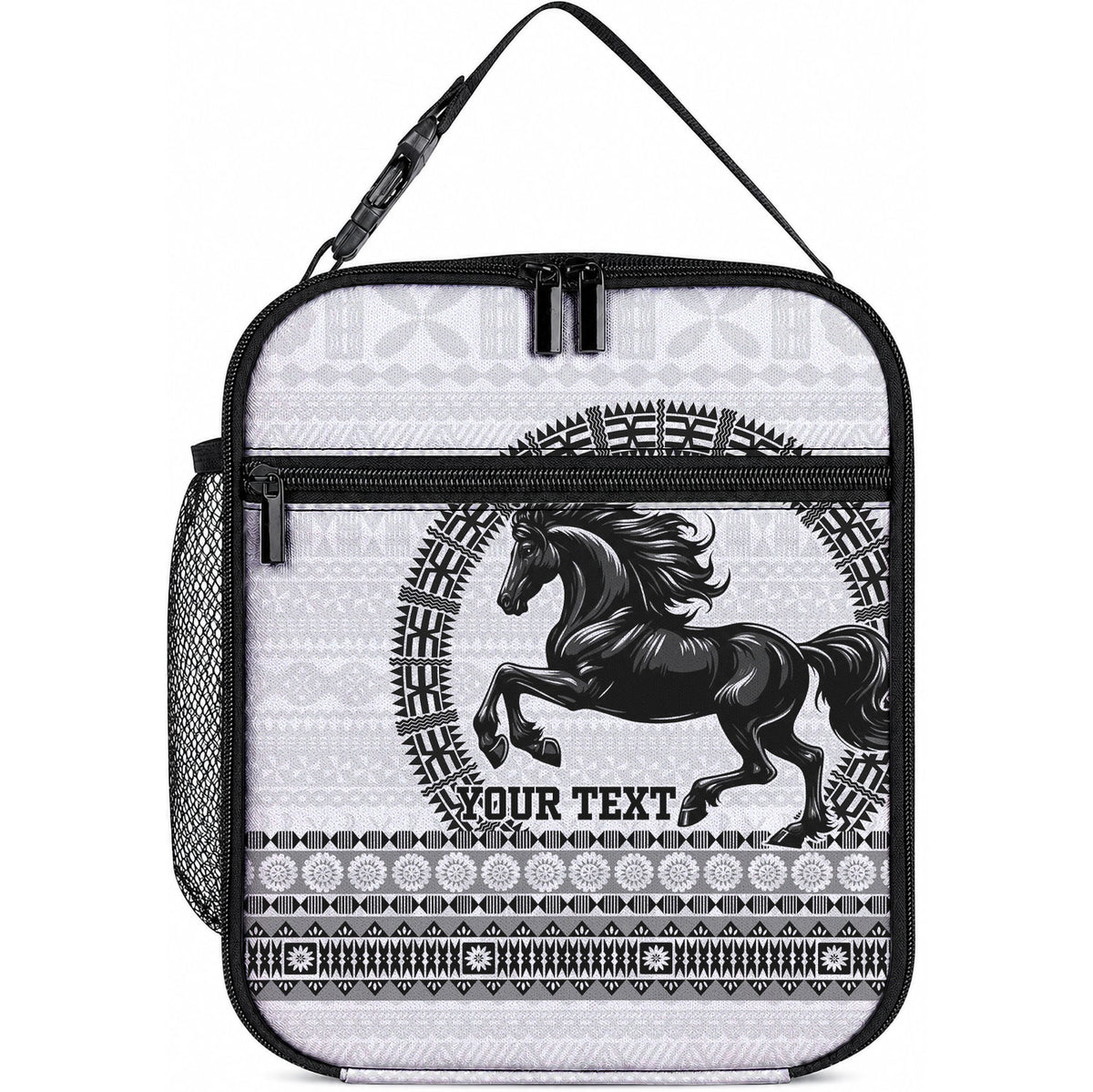 Fiji Nadroga Rugby Personalised Lunch Bag Go Stallions Fijian Tapa LT14 10.2 × 8.3 × 4.3 inch White - Polynesian Pride