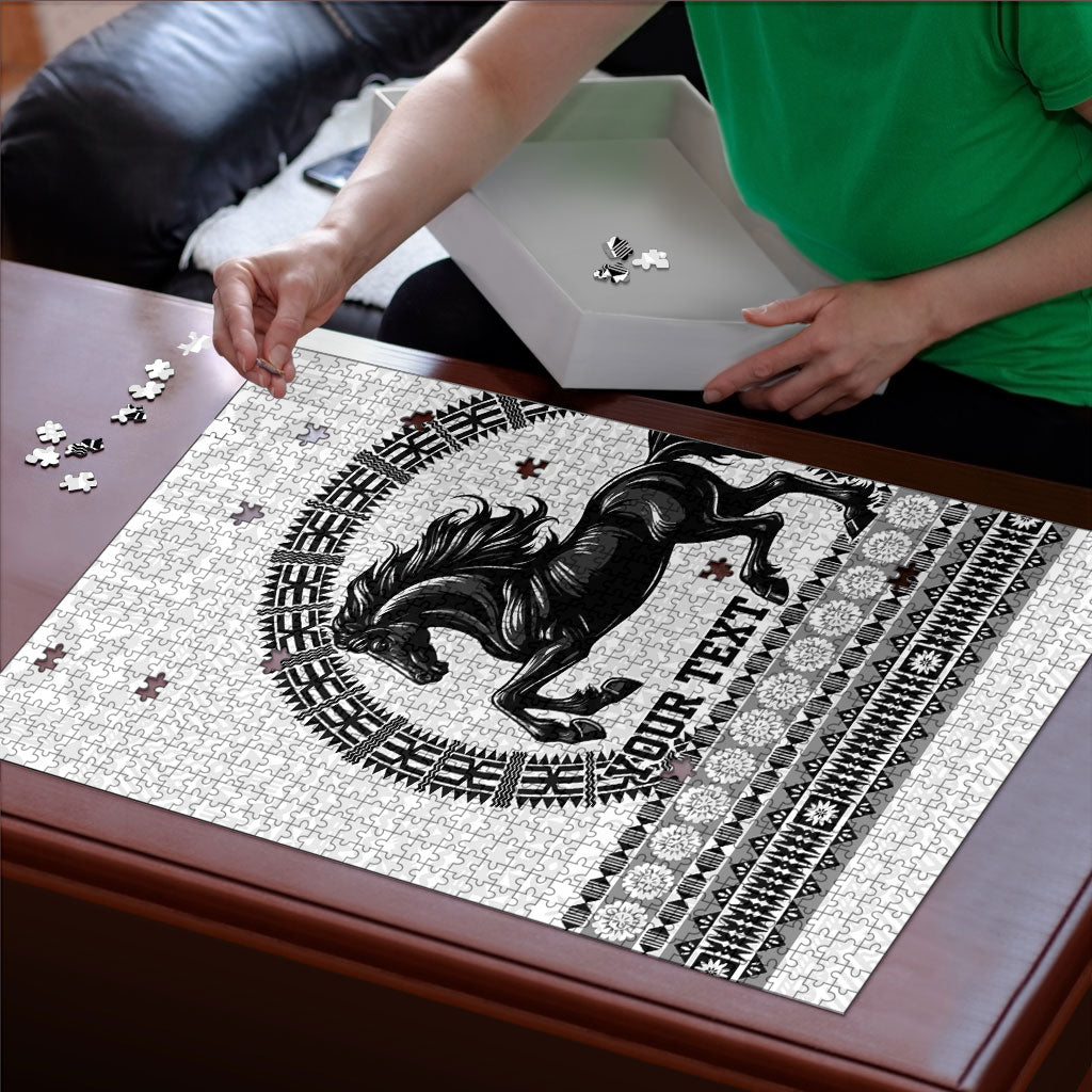 Fiji Nadroga Rugby Personalised Puzzle Go Stallions Fijian Tapa LT14 - Polynesian Pride