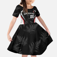 Custom New Zealand Silver Fern Softball Kid Short Sleeve Dress Go Aotearoa LT14 KID Black - Polynesian Pride