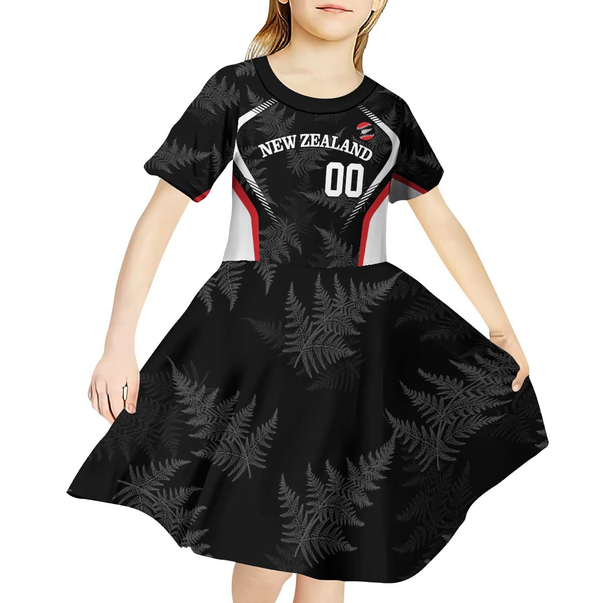 Custom New Zealand Silver Fern Softball Kid Short Sleeve Dress Go Aotearoa LT14 - Polynesian Pride