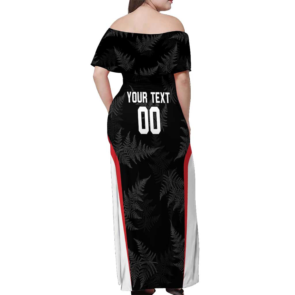 Custom New Zealand Silver Fern Softball Off Shoulder Maxi Dress Go Aotearoa LT14 - Polynesian Pride