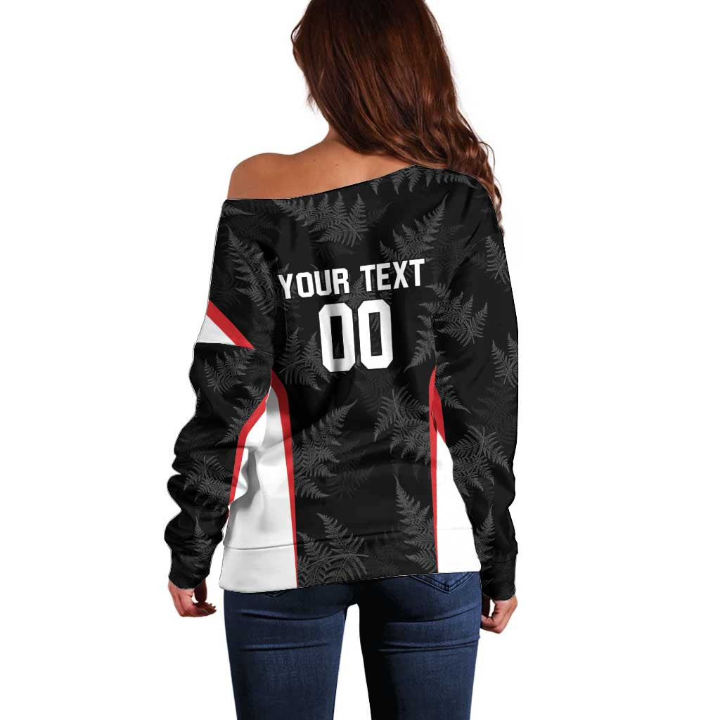 Custom New Zealand Silver Fern Softball Off Shoulder Sweater Go Aotearoa LT14 - Polynesian Pride