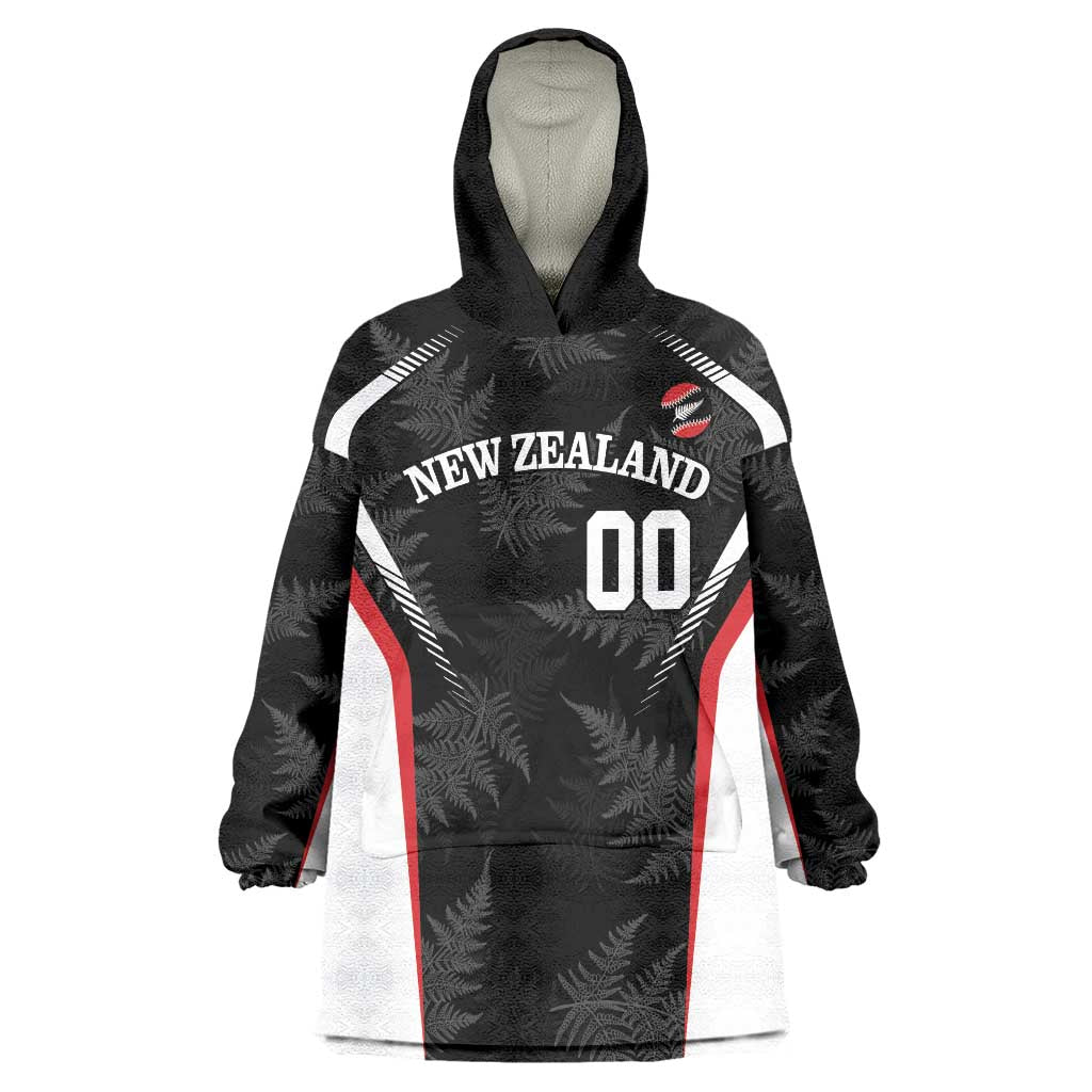 Custom New Zealand Silver Fern Softball Wearable Blanket Hoodie Go Aotearoa