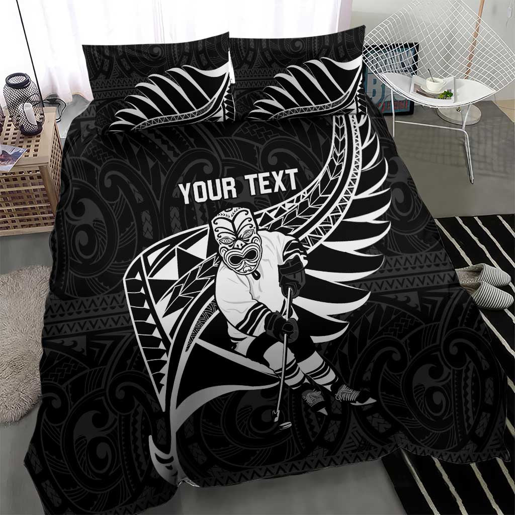 Custom Aotearoa Ice Hockey Bedding Set NZ Tiki Mascot - Maori Pattern LT14 - Polynesian Pride