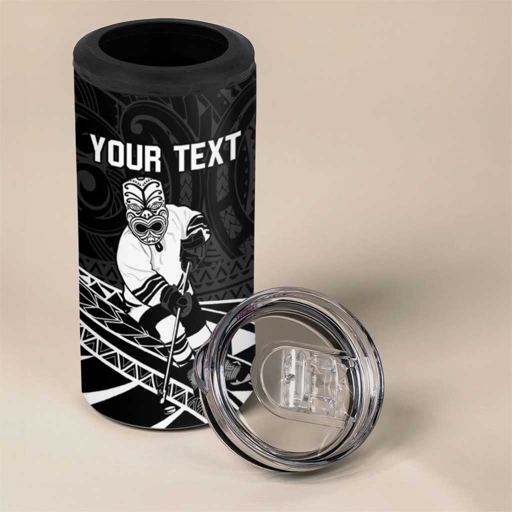 Personalised Aotearoa Ice Hockey 4 in 1 Can Cooler Tumbler NZ Tiki Mascot - Maori Pattern LT14