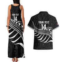 Custom Aotearoa Ice Hockey Couples Matching Tank Maxi Dress and Hawaiian Shirt NZ Tiki Mascot - Maori Pattern