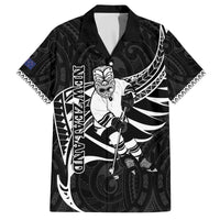 Custom Aotearoa Ice Hockey Family Matching Off The Shoulder Long Sleeve Dress and Hawaiian Shirt NZ Tiki Mascot - Maori Pattern