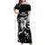 Custom Aotearoa Ice Hockey Family Matching Off Shoulder Maxi Dress and Hawaiian Shirt NZ Tiki Mascot - Maori Pattern