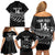 Custom Aotearoa Ice Hockey Family Matching Off Shoulder Short Dress and Hawaiian Shirt NZ Tiki Mascot - Maori Pattern