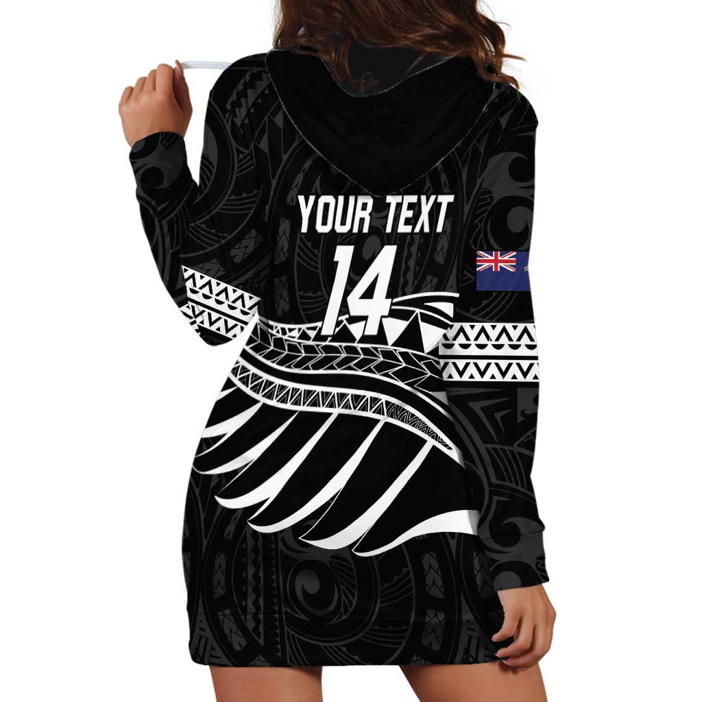 Custom Aotearoa Ice Hockey Hoodie Dress NZ Tiki Mascot - Maori Pattern