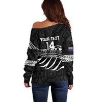 Custom Aotearoa Ice Hockey Off Shoulder Sweater NZ Tiki Mascot - Maori Pattern LT14 - Polynesian Pride