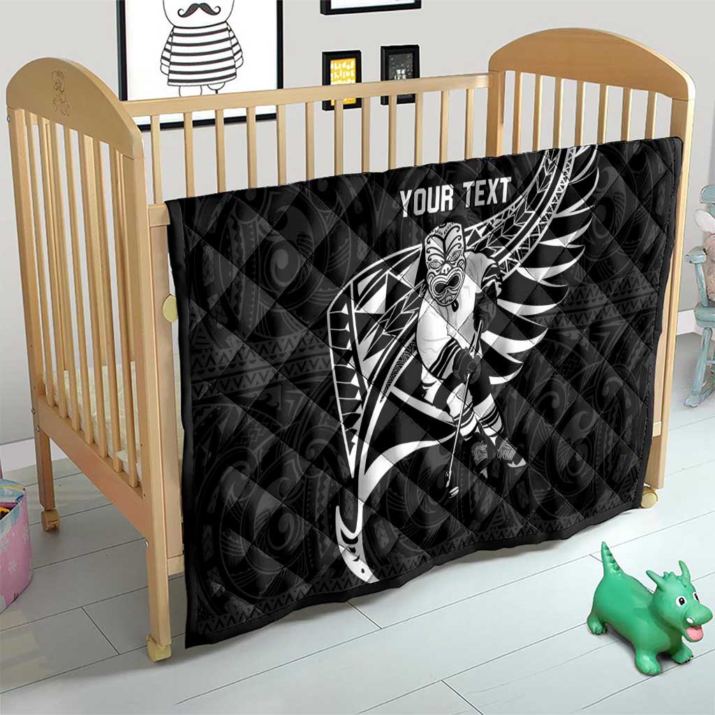 Custom Aotearoa Ice Hockey Quilt NZ Tiki Mascot - Maori Pattern LT14 - Polynesian Pride