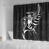 Custom Aotearoa Ice Hockey Shower Curtain NZ Tiki Mascot - Maori Pattern