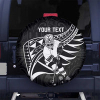 Custom Aotearoa Ice Hockey Spare Tire Cover NZ Tiki Mascot - Maori Pattern