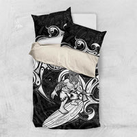 Personalised New Zealand Surfing Bedding Set Aotearoa Maori Tiki Haka