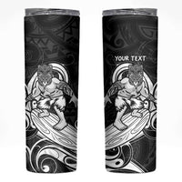 Personalised New Zealand Surfing Skinny Tumbler Aotearoa Maori Tiki Haka LT14 Black - Polynesian Pride