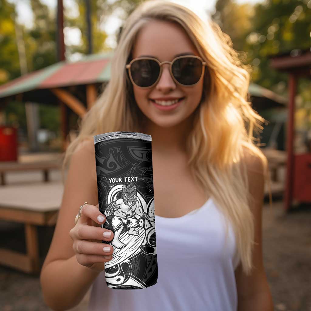Personalised New Zealand Surfing Skinny Tumbler Aotearoa Maori Tiki Haka LT14 - Polynesian Pride