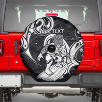 Personalised New Zealand Surfing Spare Tire Cover Aotearoa Maori Tiki Haka