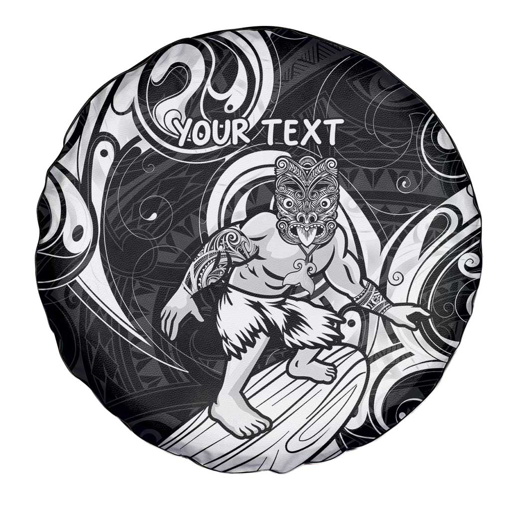 Personalised New Zealand Surfing Spare Tire Cover Aotearoa Maori Tiki Haka