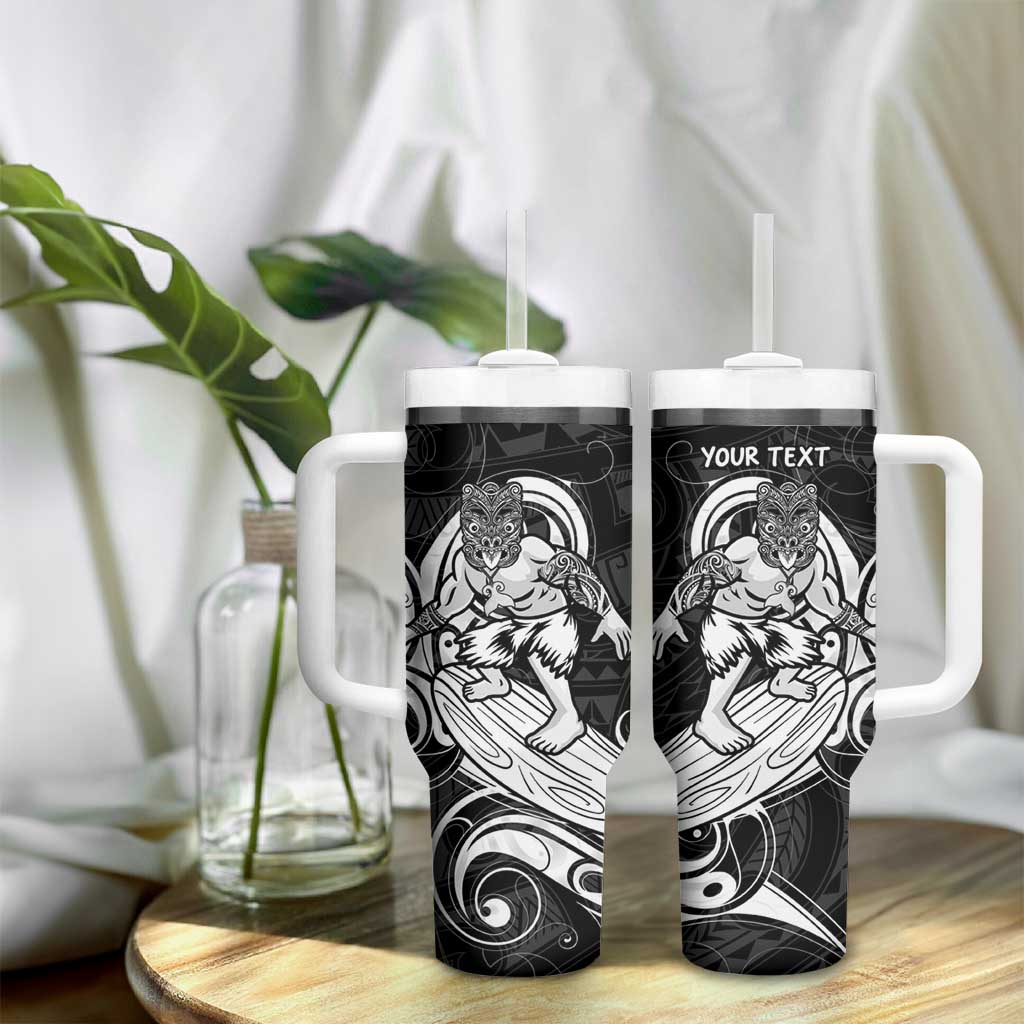 Personalised New Zealand Surfing Tumbler With Handle Aotearoa Maori Tiki Haka LT14