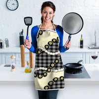 Black Palaka Hawaii Apron Kukui Nut Pikake Lei Hawaiian Tapa Pattern - Polynesian Pride